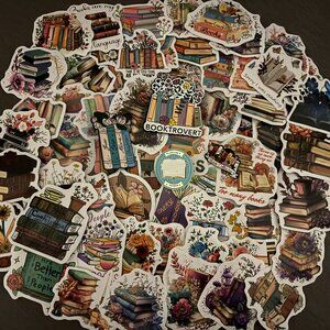 BOOK📚 Vinyl Stickers Random Bundle Pack & Bookish Pins NEW